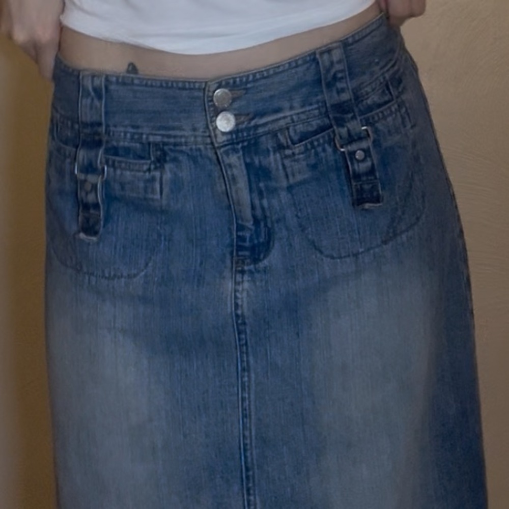 Maxi denim skirt trendy vintage faded glory Y2K - Picture 3 of 4